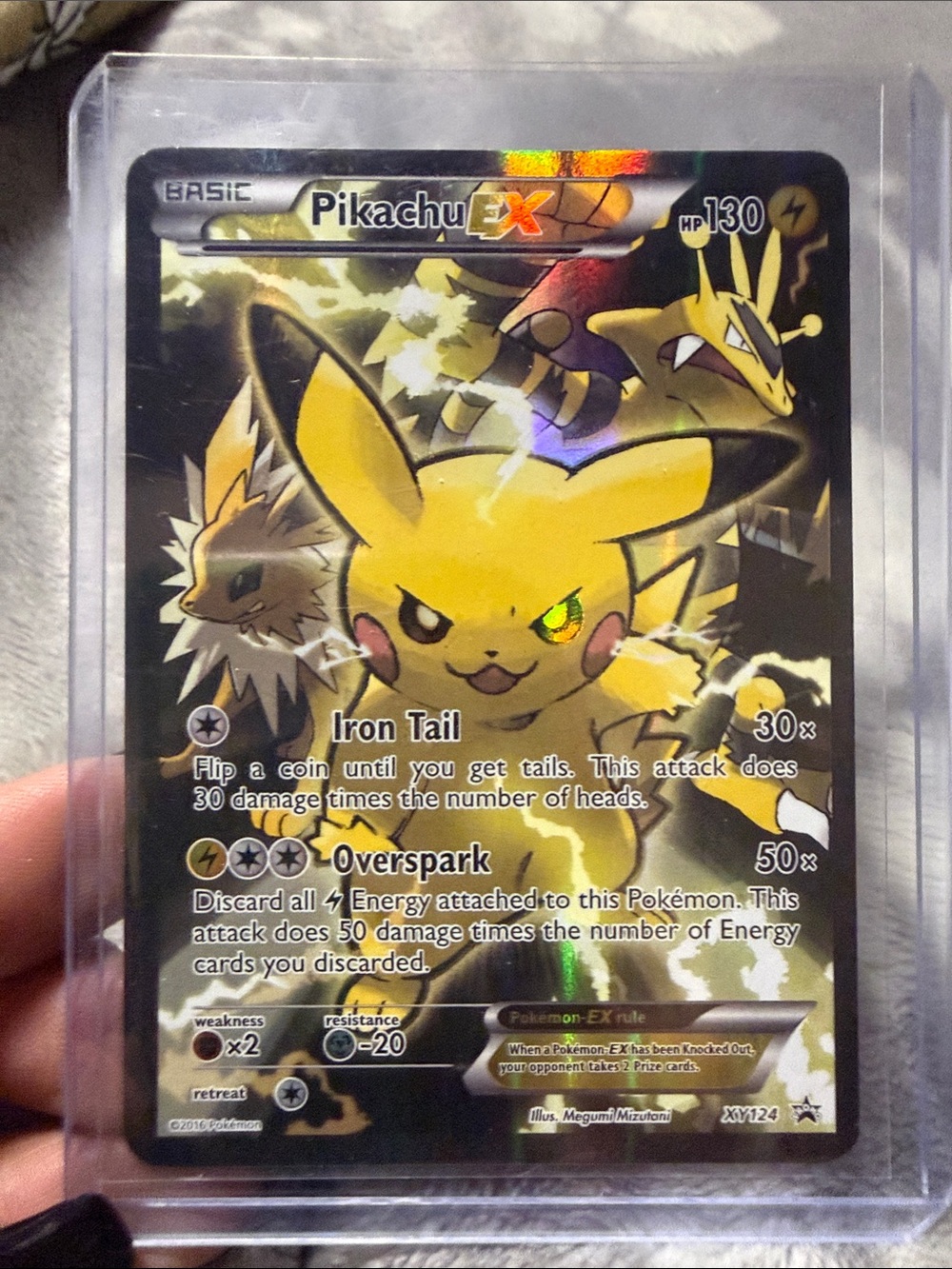 Pikachu EX Holographic Pokémon Card - XY124 Black Star Promo 2016
